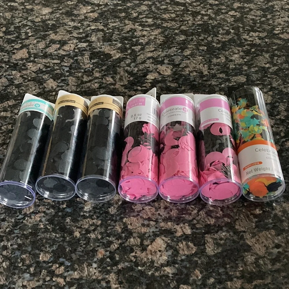 CELEBRATE IT/RECOLLECTIONS ASSORTED PARTY CONFETTI TUBE LOT OF 7 NWT